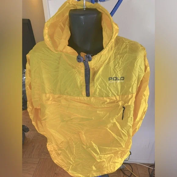 🏇🏽💛Polo Ralph Lauren Jeans Packable Windbreaker Jacket Yellow Blue Size M - Picture 5 of 12